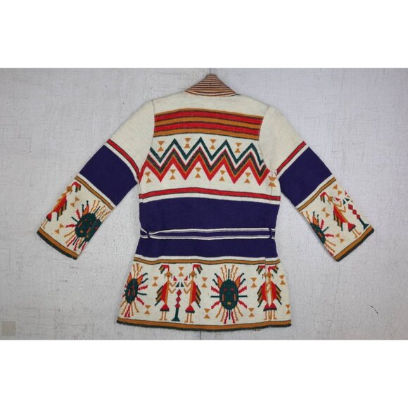Vintage 1970s Wintuk Sabra Southwest Cardigan Women's S Belted Geometric - Picture 6 of 7